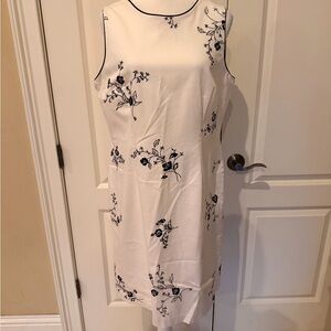 Sag Harbor White and Black Embroidered Floral Midi Dress EUC Size 14